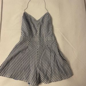 TJD Blue and white halter romper